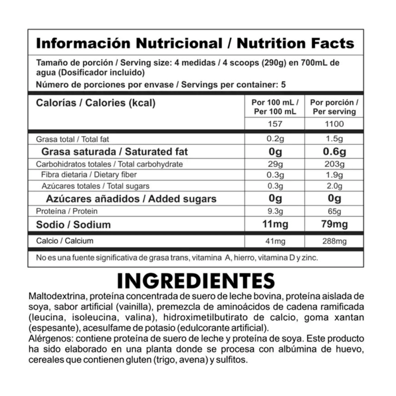 Información nutricional 3.2lbs