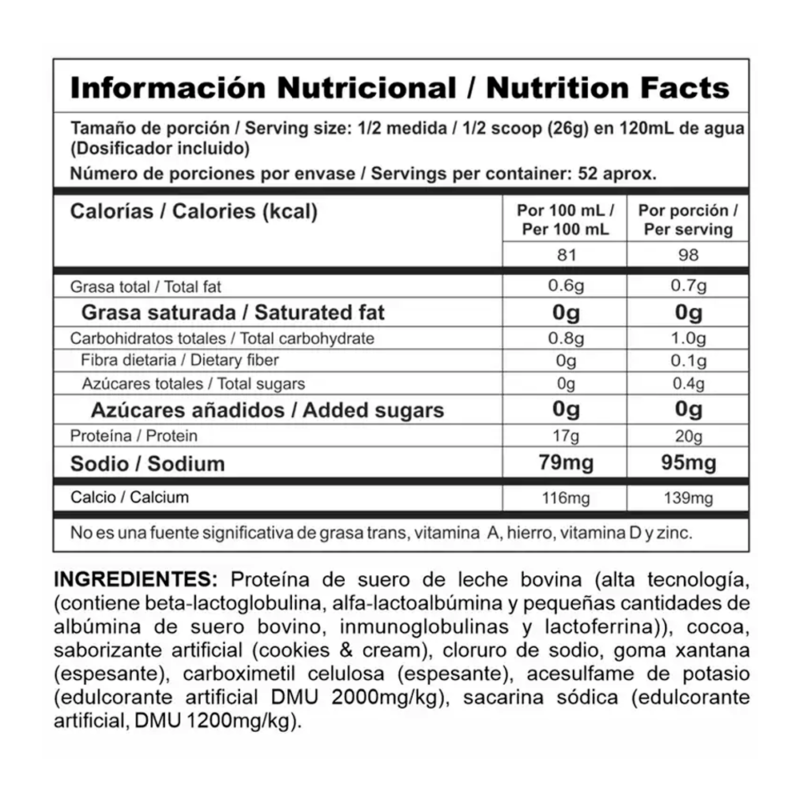 Información nutricional 3 Lbs