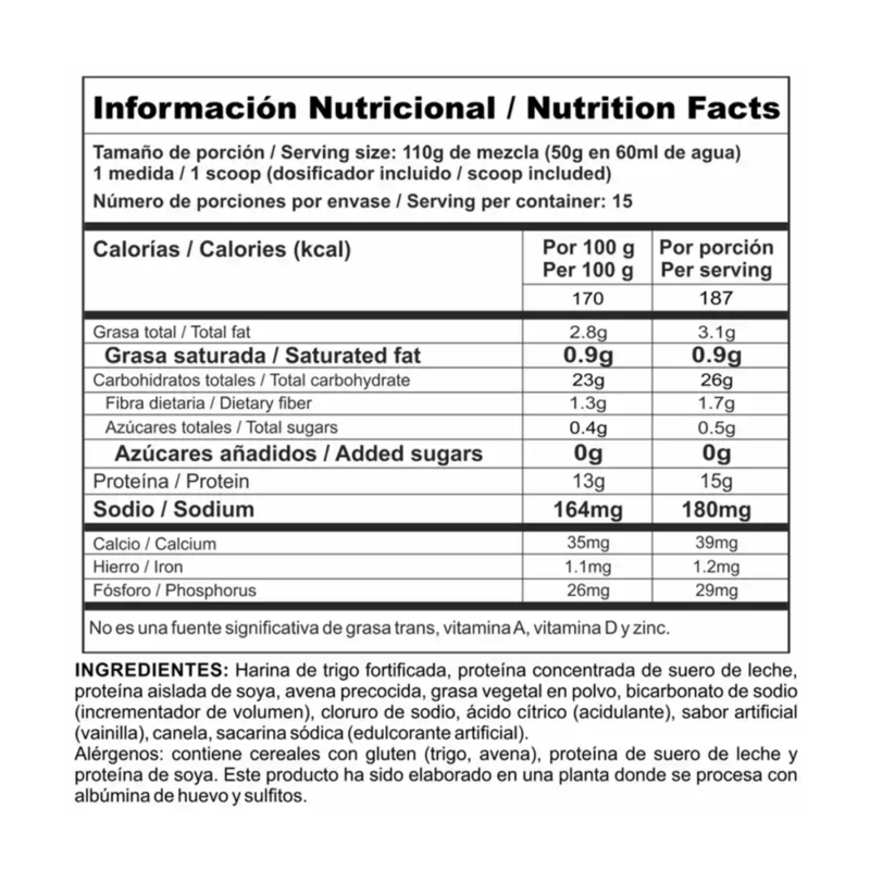 Información nutricional Protein pancake tradicional